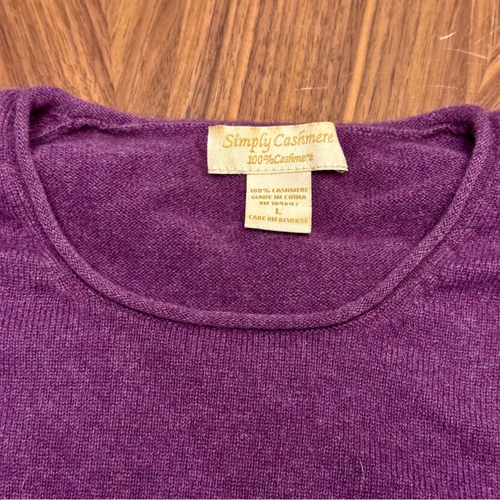 Purple cashmere sweater, size large, Simply Cashmere.